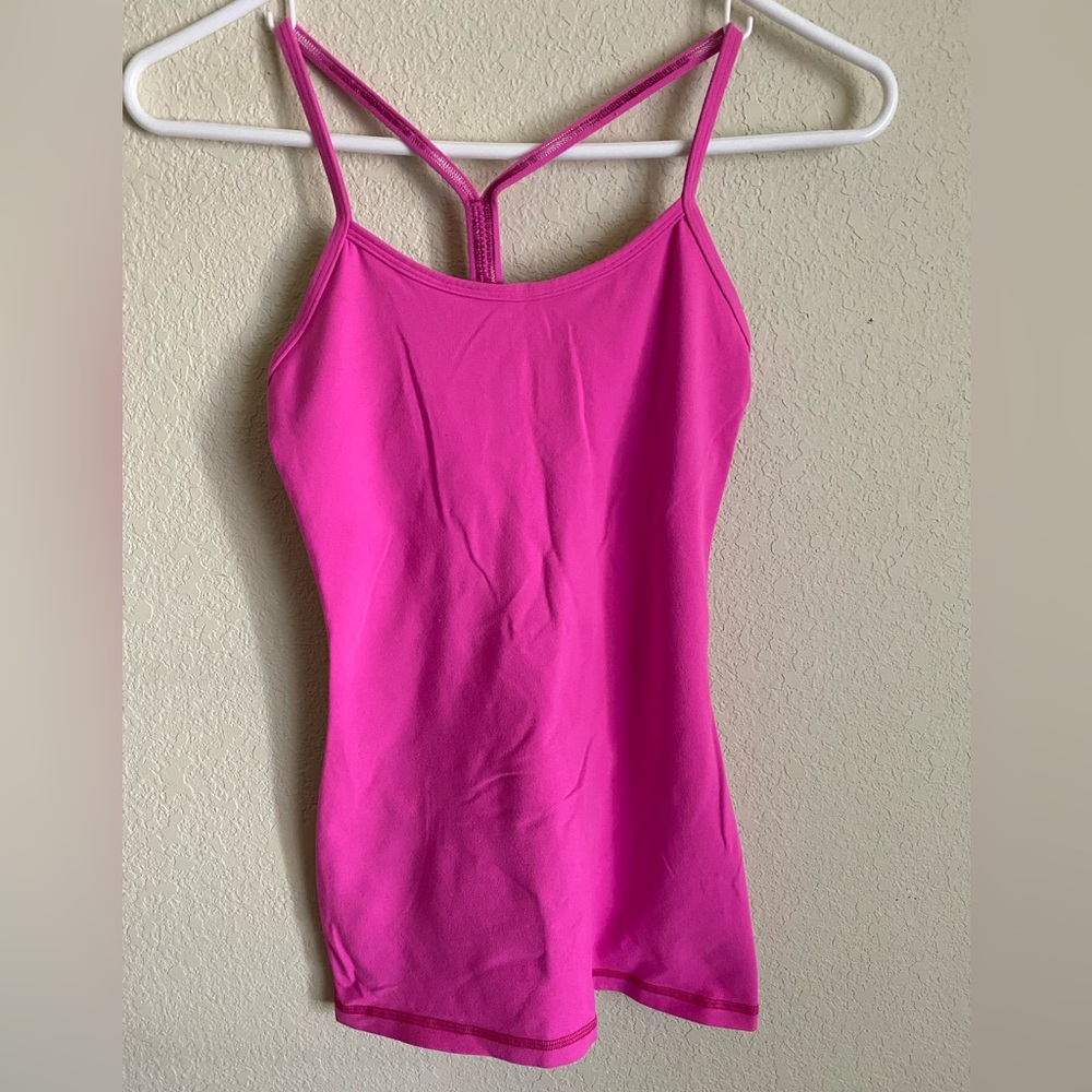 Lululemon Womens Power Y Tank Top Shirt Size 4/6 Pink Racerback Built In Bra
